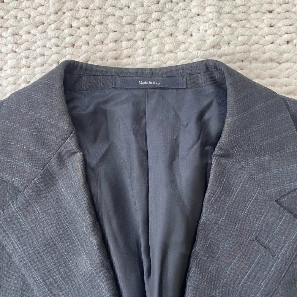 Ermenegildo Zegna 100% Wool Men's Pin Stripe Blazer Suit Jacket - Large - Picture 2 of 7